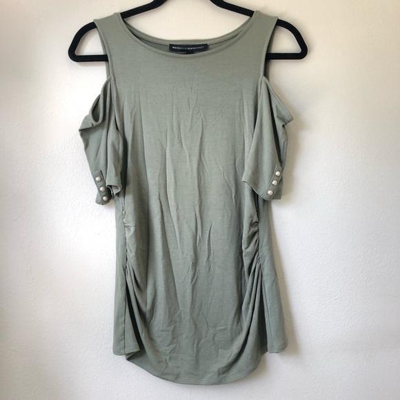 White House Black Market Tops - WHBM military green cold shoulder Tee NWT | sz S